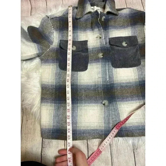 Bohme Plaid Flannel Corduroy Shacket Jacket Distressed Soft Size S - Picture 7 of 7